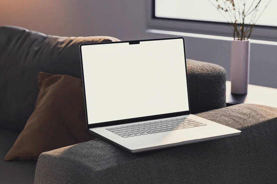 project-03-c A tablet screen featuring images of minimalist decor emphasizing greenery and simple design.